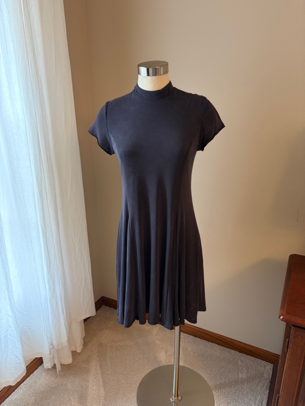 silence + noise Charcoal Short-Sleeve Mock Neck Mini Dress